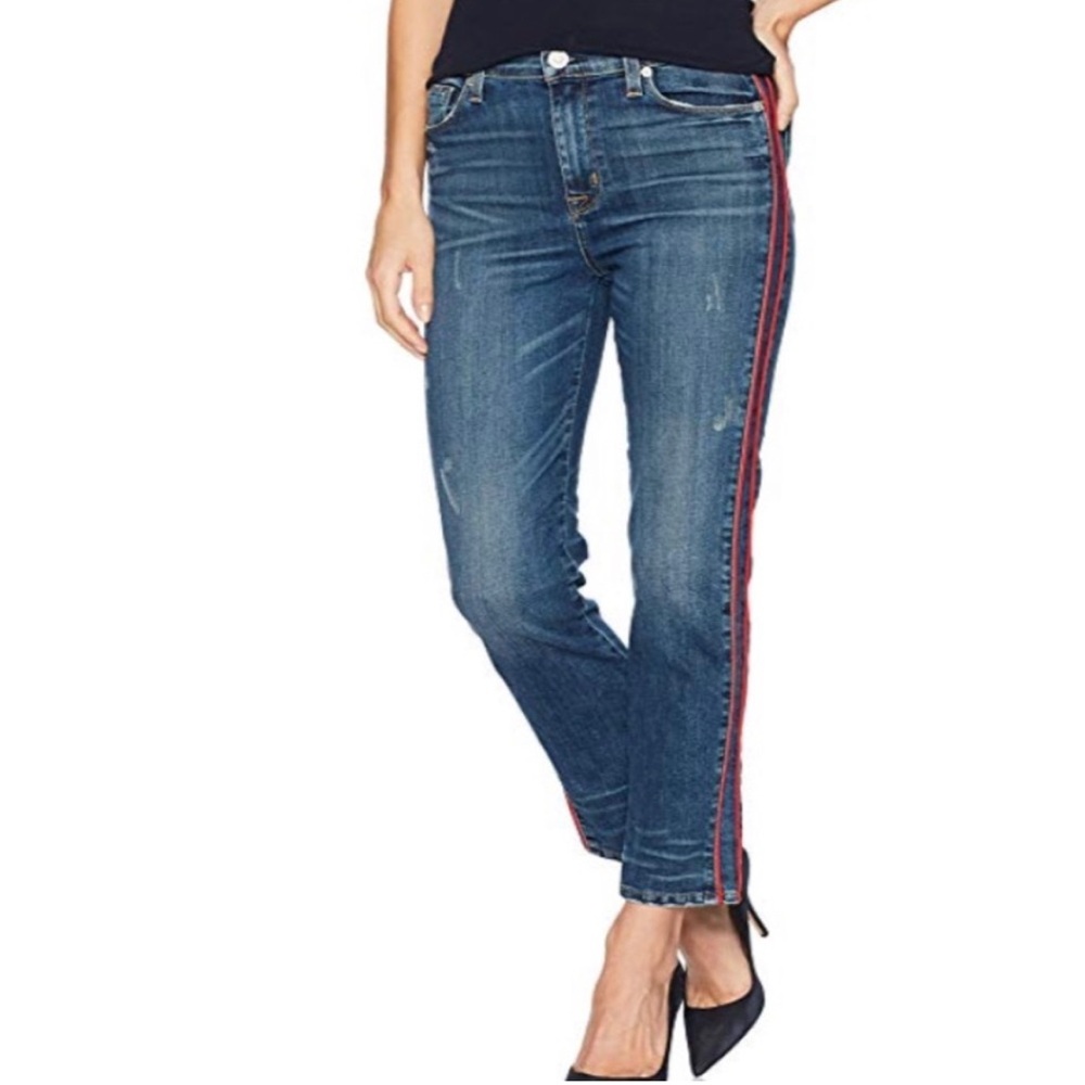 Hudson Jeans Women's Denim with Red Tuxedo Side Stripe